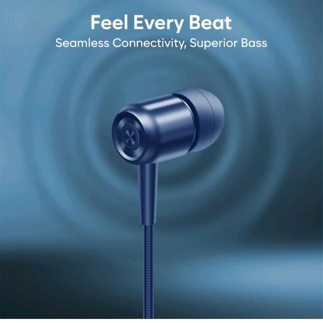 Bluetooth Neckband Earphones, Blue, 20 Hour Playtime, Superior Bass, Bluetooth 5.4, Noise Reduction
500+ bought in past month