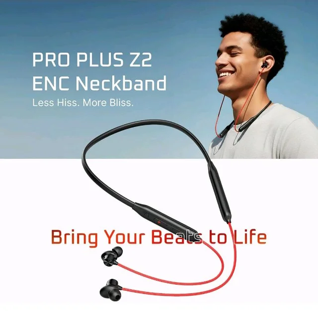 PRO Plus Z2 Bluetooth Neckband Earphones, ENC Mic, 38HRS Playback, Fast Charge, Magnetic Earbuds, Deep Bass, Low Latency, IP55 Sweat Resistant