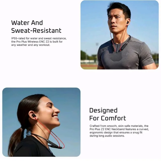 PRO Plus Z2 Bluetooth Neckband Earphones, ENC Mic, 38HRS Playback, Fast Charge, Magnetic Earbuds, Deep Bass, Low Latency, IP55 Sweat Resistant