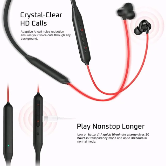 PRO Plus Z2 Bluetooth Neckband Earphones, ENC Mic, 38HRS Playback, Fast Charge, Magnetic Earbuds, Deep Bass, Low Latency, IP55 Sweat Resistant