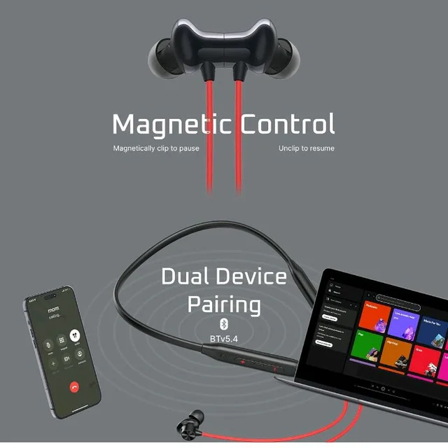 PRO Plus Z2 Bluetooth Neckband Earphones, ENC Mic, 38HRS Playback, Fast Charge, Magnetic Earbuds, Deep Bass, Low Latency, IP55 Sweat Resistant