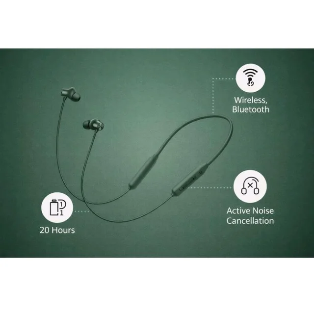 Brand: AYNEXS ORIGINAL
for OnePlus Z2 ANC Neckband Earphone Bluetooth with Fast Charging Long Playback Magnetic Control (Green)