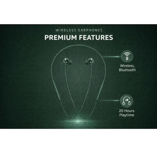 Brand: AYNEXS ORIGINAL
for OnePlus Z2 ANC Neckband Earphone Bluetooth with Fast Charging Long Playback Magnetic Control (Green)
