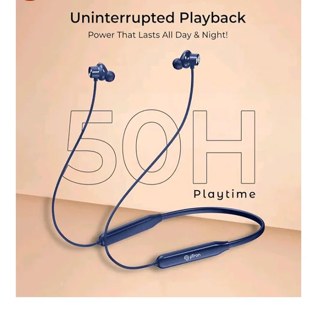 pTron Tangent Rush w/ 50Hrs Playtime, Pristine Sound, Dual-Device Pairing, Bluetooth 5.4 Wireless in-Ear Earphones with Mic, Voice Assistant, Type-C Fast Charging & IPX5 Water Resistant (Ink Blue)
1K+ bought in past month