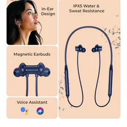 pTron Tangent Rush w/ 50Hrs Playtime, Pristine Sound, Dual-Device Pairing, Bluetooth 5.4 Wireless in-Ear Earphones with Mic, Voice Assistant, Type-C Fast Charging & IPX5 Water Resistant (Ink Blue)
1K+ bought in past month