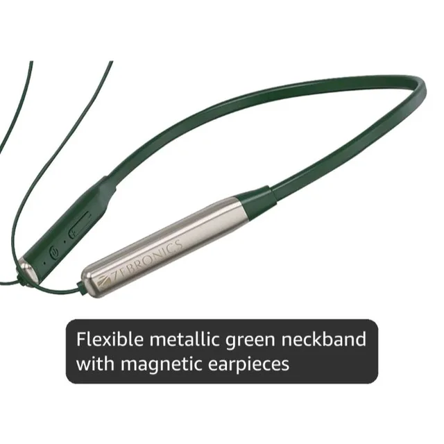 Zebronics in-Ear Wireless Neckband, 20Hrs Playback, Rapid Charging, 10mm Drivers, ENC, Gaming Mode, Dual Pairing, BT v6.0, Magnetic Earbuds, Type-C Charging (Evolve, Metallic Green)
500+ bought in past month