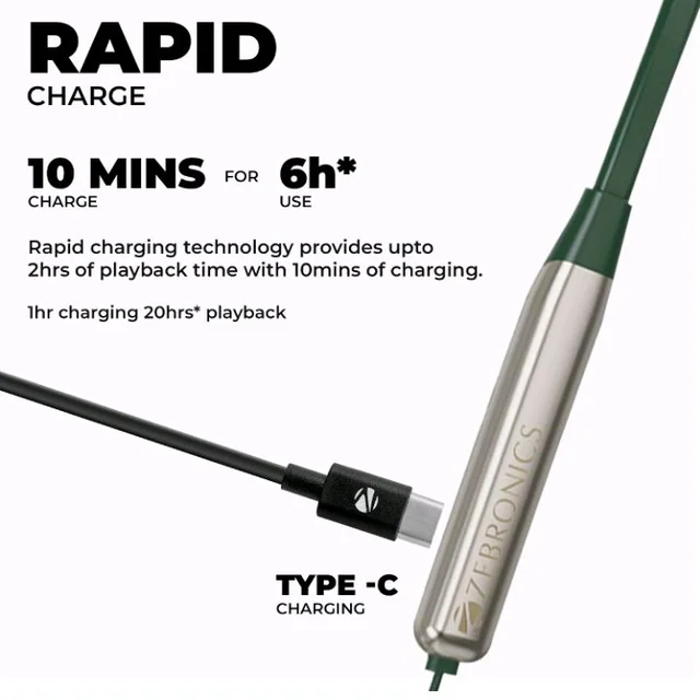Zebronics in-Ear Wireless Neckband, 20Hrs Playback, Rapid Charging, 10mm Drivers, ENC, Gaming Mode, Dual Pairing, BT v6.0, Magnetic Earbuds, Type-C Charging (Evolve, Metallic Green)
500+ bought in past month