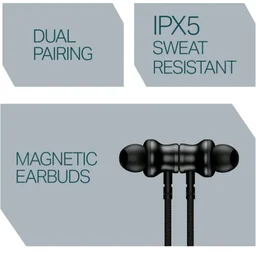boAt Rockerz 113, 40 Hours Battery, Dual Pair, Fast Charge, ENx Technology, App Support, Magnetic Buds, Bluetooth Neckband, Wireless in Ear Earphones with Mic (Active Black)