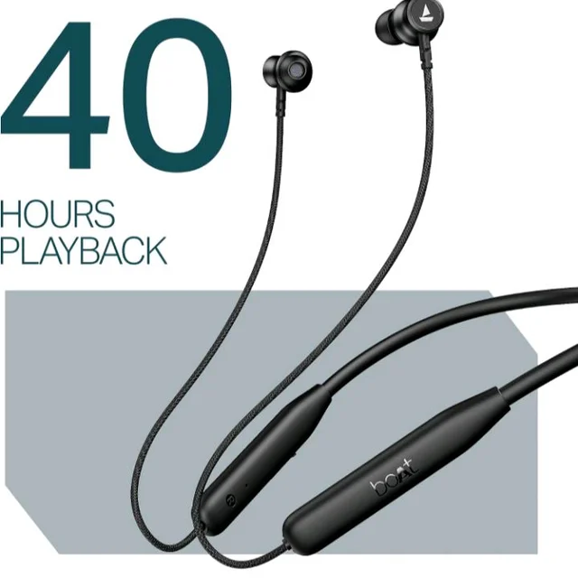 boAt Rockerz 113, 40 Hours Battery, Dual Pair, Fast Charge, ENx Technology, App Support, Magnetic Buds, Bluetooth Neckband, Wireless in Ear Earphones with Mic (Active Black)