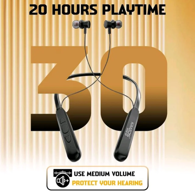 Kratos N1 Neckband Bluetooth Headphones with 30 Hours Playtime with 13mm Drivers, Rich Music Experience, Type C Fast Charging, Neckband Earphones with Voice Assistant & IPX4 Water Resistant
300+ bought in past month