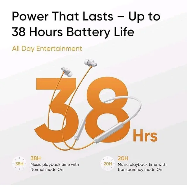 Compatible with Realme 5 ANC Bluetooth Neckband Earphones with 13.6mm Driver, ANC Feature, HD Sound Quality, Long Battery Life, Premium Finish(Dawn Silver)