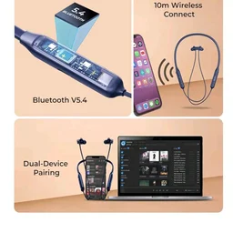 pTron Tangent Rush w/ 50Hrs Playtime, Pristine Sound, Dual-Device Pairing, Bluetooth 5.4 Wireless in-Ear Earphones with Mic, Voice Assistant, Type-C Fast Charging & IPX5 Water Resistant (Ink Blue)
1K+ bought in past month