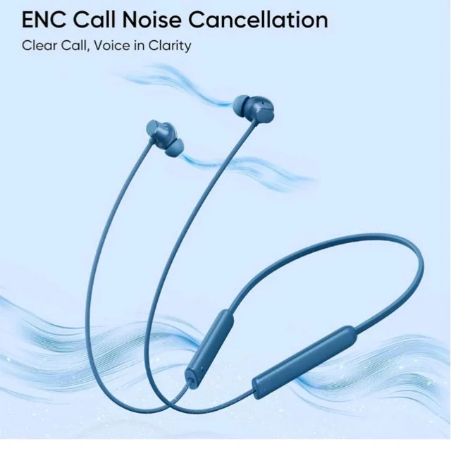 Compatible with Realme 5 Lite Bluetooth Neckband Earphones with Deep Bass Driver, HD Calling Feature, Long Battery Backup(Blue)