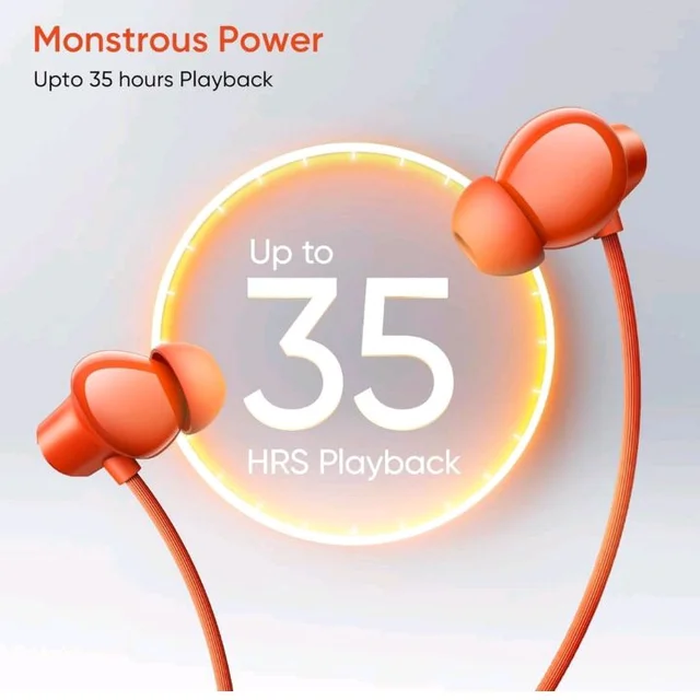 Compatible with Realme 5 Lite Bluetooth Neckband Earphones with Deep Bass Driver, HD Calling Feature, Long Battery Backup(Blue)