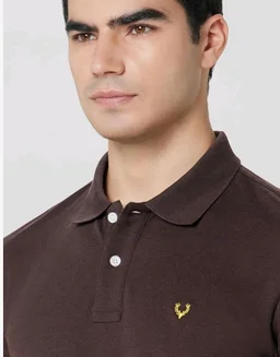 Allen Solly Men’s Polo T‑Shirt | Comfortable Rich Cotton Blend, Band Collar, Regular Fit | Stylish & Premium All Day Wear