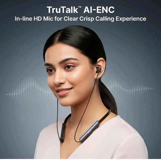 pTron Tangent Eon w/ 50Hrs Playtime, Immersive Sound, HD Mic & AI-ENC Clear Calls, Dual-Device Pairing, Magnetic On/Off Function, BT5.4 Wireless Neckband, Voice Asst., Type-C Charging & IPX5(Obsidian)
800+ bought in past month