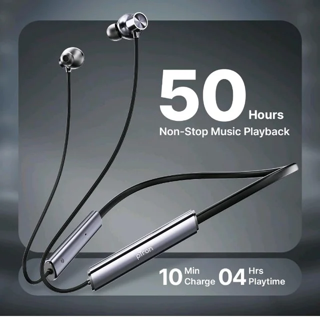 pTron Tangent Eon w/ 50Hrs Playtime, Immersive Sound, HD Mic & AI-ENC Clear Calls, Dual-Device Pairing, Magnetic On/Off Function, BT5.4 Wireless Neckband, Voice Asst., Type-C Charging & IPX5(Obsidian)
800+ bought in past month