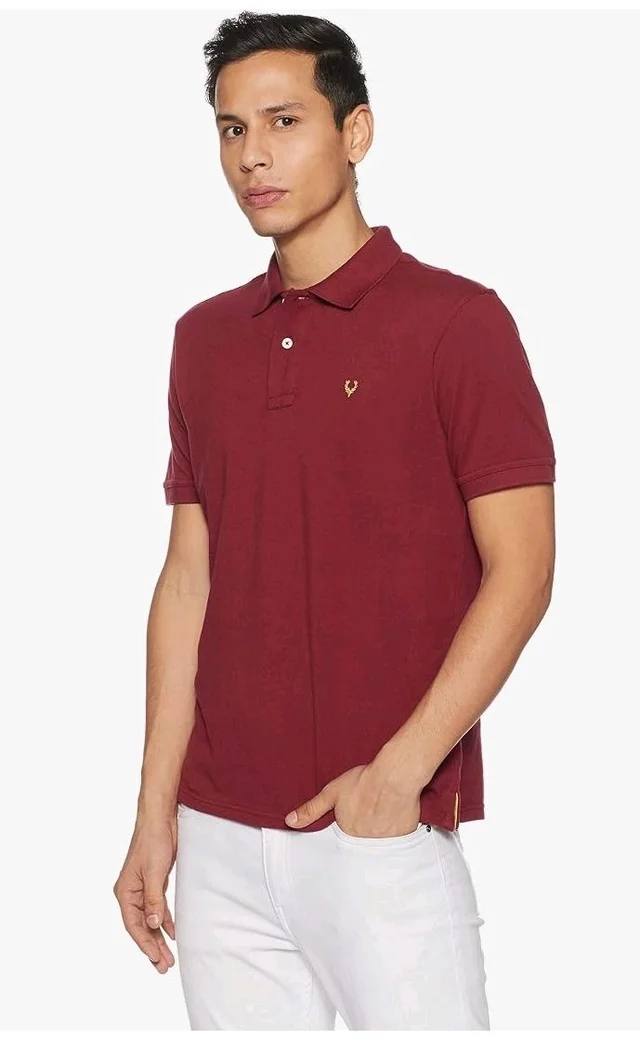 Allen Solly Men’s Polo T‑Shirt | Comfortable Rich Cotton Blend, Band Collar, Regular Fit | Stylish & Premium All Day Wear