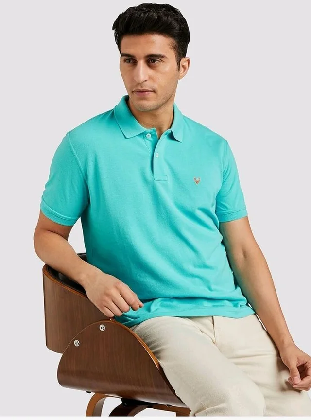 Allen Solly Men’s Polo T‑Shirt | Comfortable Rich Cotton Blend, Band Collar, Regular Fit | Stylish & Premium All Day Wear
