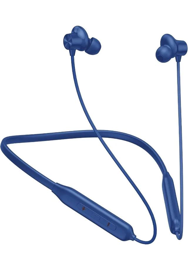 Kratos N4 Bluetooth Neckband with 55H Playtime, Deep Bass, Stereo Sound, HD Calls, Magnetic Earbuds, Type-C Fast Charging, Rich Audio, Hollow Switch for Comfort & Style (Blue)