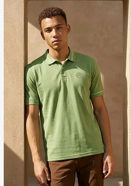 Peter England Men's Regular Fit Insignia Half Sleeve Polo T-Shirt | Cotton Rich | Premium Pique Weave