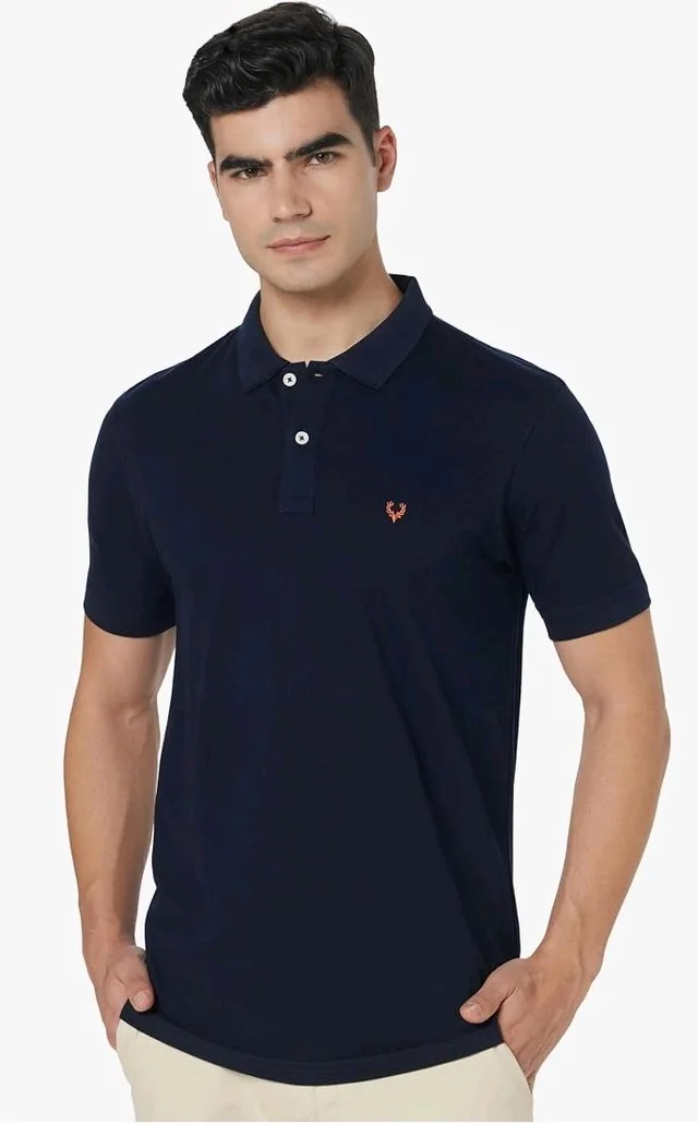 Allen Solly Men’s Polo T‑Shirt | Comfortable Rich Cotton Blend, Band Collar, Regular Fit | Stylish & Premium All Day Wear