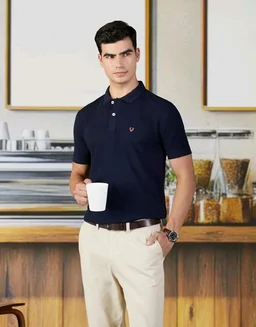 Allen Solly Men’s Polo T‑Shirt | Comfortable Rich Cotton Blend, Band Collar, Regular Fit | Stylish & Premium All Day Wear