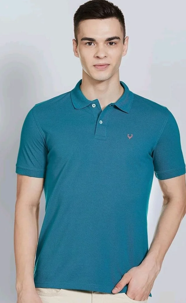 Allen Solly Men’s Polo T‑Shirt | Comfortable Rich Cotton Blend, Band Collar, Regular Fit | Stylish & Premium All Day Wear - S