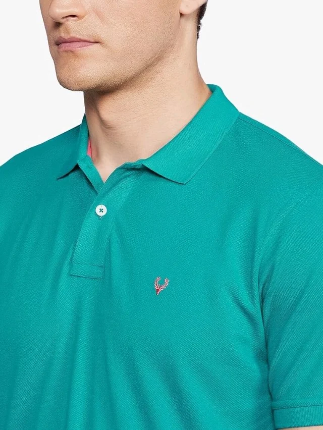 Allen Solly Men’s Polo T‑Shirt | Comfortable Rich Cotton Blend, Band Collar, Regular Fit | Stylish & Premium All Day Wear - S