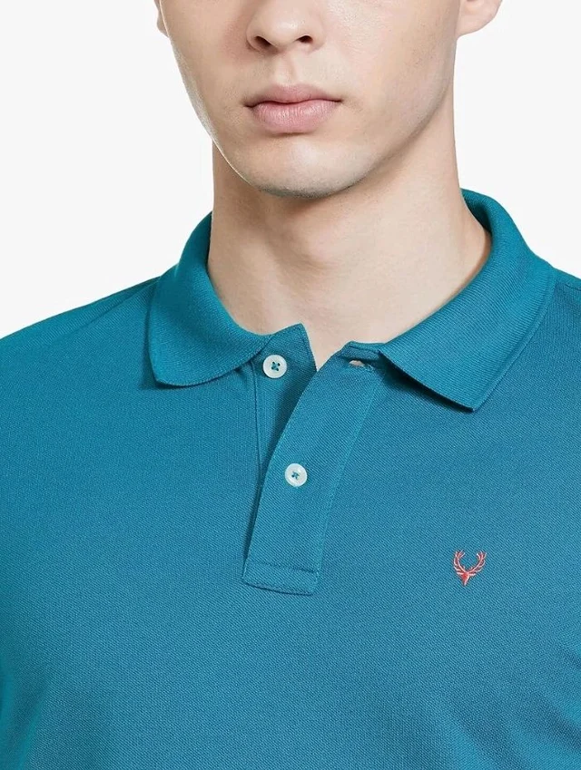 Allen Solly Men’s Polo T‑Shirt | Comfortable Rich Cotton Blend, Band Collar, Regular Fit | Stylish & Premium All Day Wear - S