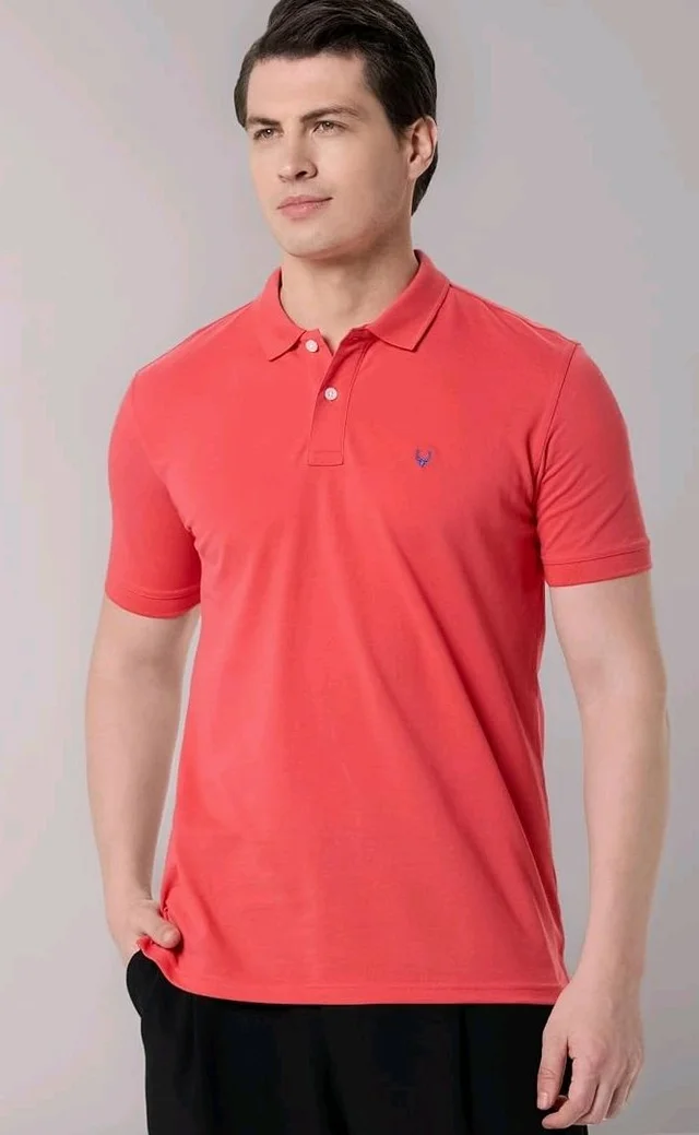 Allen Solly Men’s Polo T‑Shirt | Comfortable Rich Cotton Blend, Band Collar, Regular Fit | Stylish & Premium All Day Wear - S