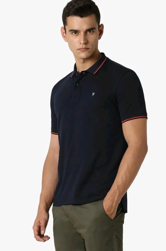 Van Heusen Men's Cotton Solid Regular Fit Collar Polo T-Shirt - 2XL