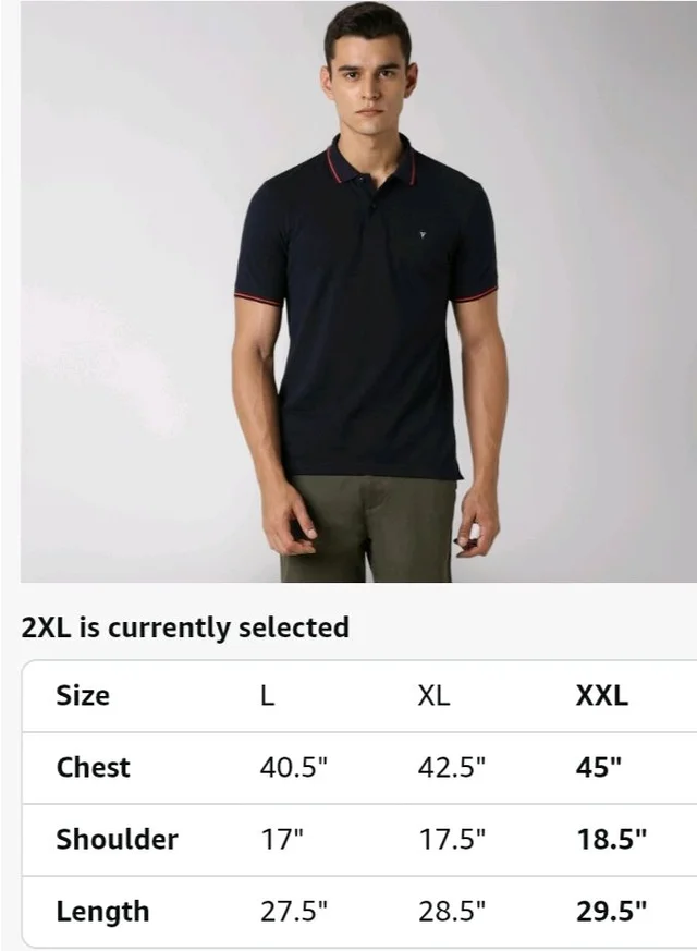 Van Heusen Men's Cotton Solid Regular Fit Collar Polo T-Shirt - 2XL