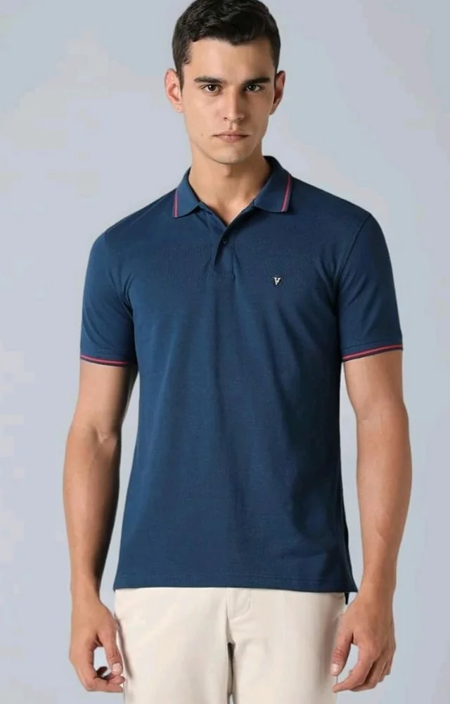 Van Heusen Men's Cotton Solid Regular Fit Collar Polo T-Shirt - 2XL