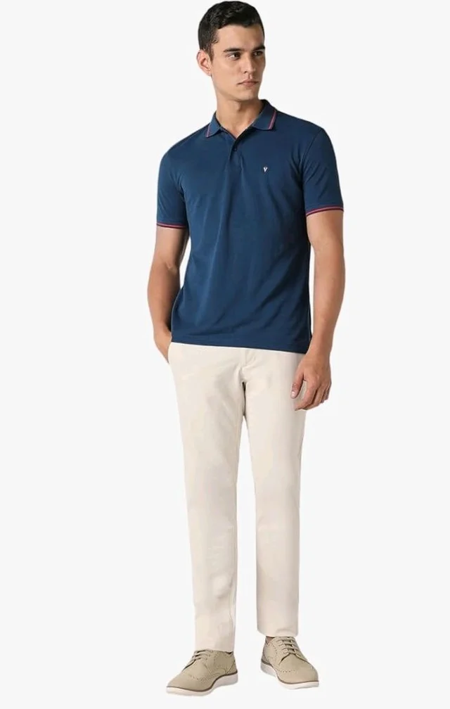 Van Heusen Men's Cotton Solid Regular Fit Collar Polo T-Shirt - 2XL