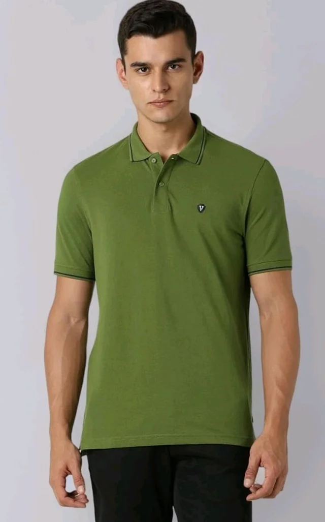 Van Heusen Men's Cotton Solid Regular Fit Collar Polo T-Shirt - 2XL