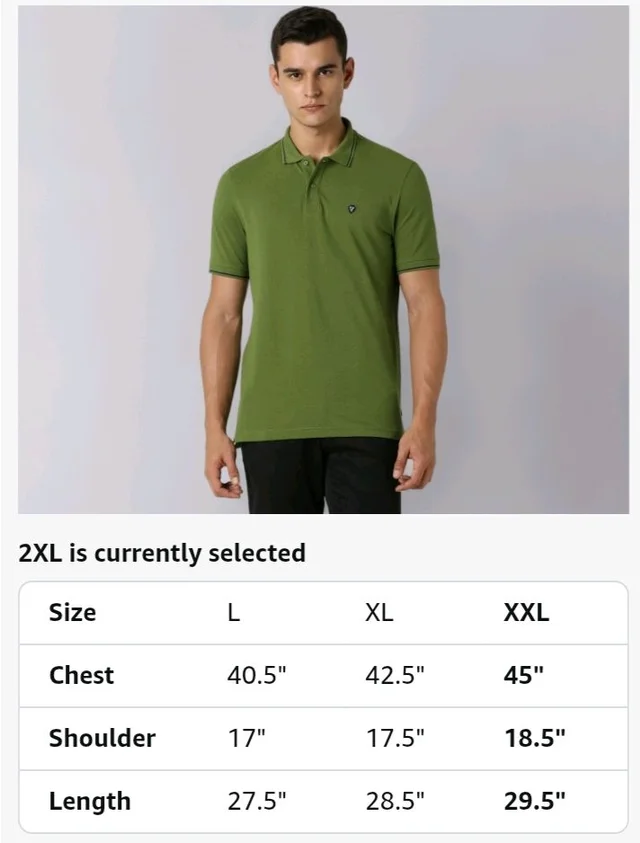 Van Heusen Men's Cotton Solid Regular Fit Collar Polo T-Shirt - 2XL