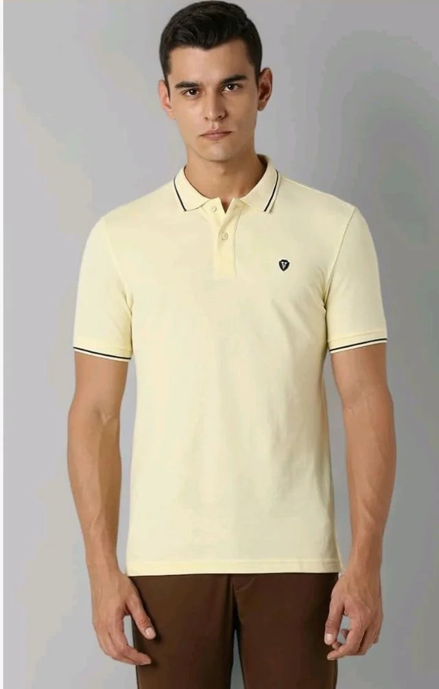 Van Heusen Men's Cotton Solid Regular Fit Collar Polo T-Shirt - 2XL