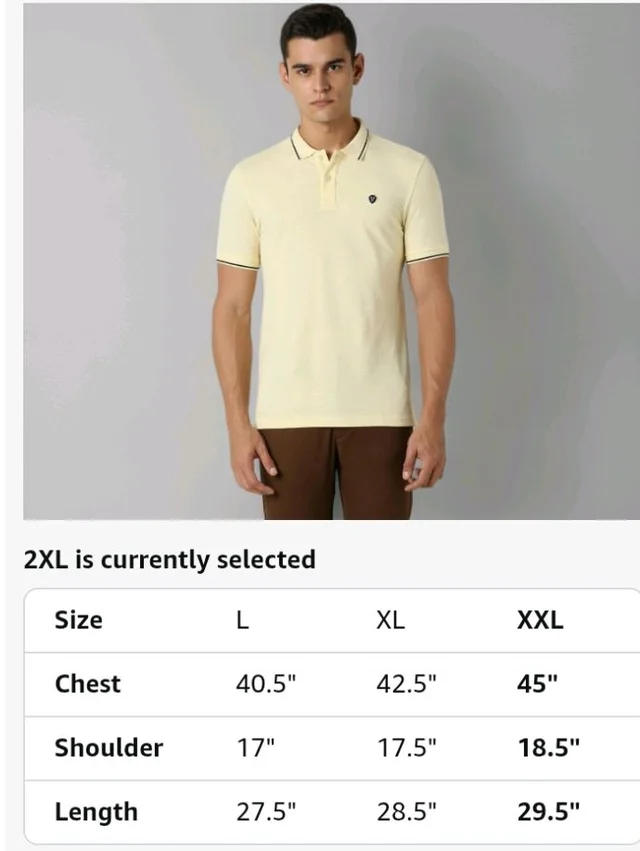 Van Heusen Men's Cotton Solid Regular Fit Collar Polo T-Shirt - 2XL