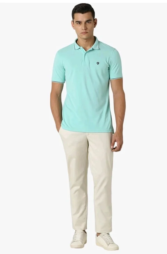 Van Heusen Men's Cotton Solid Regular Fit Collar Polo T-Shirt - 2XL