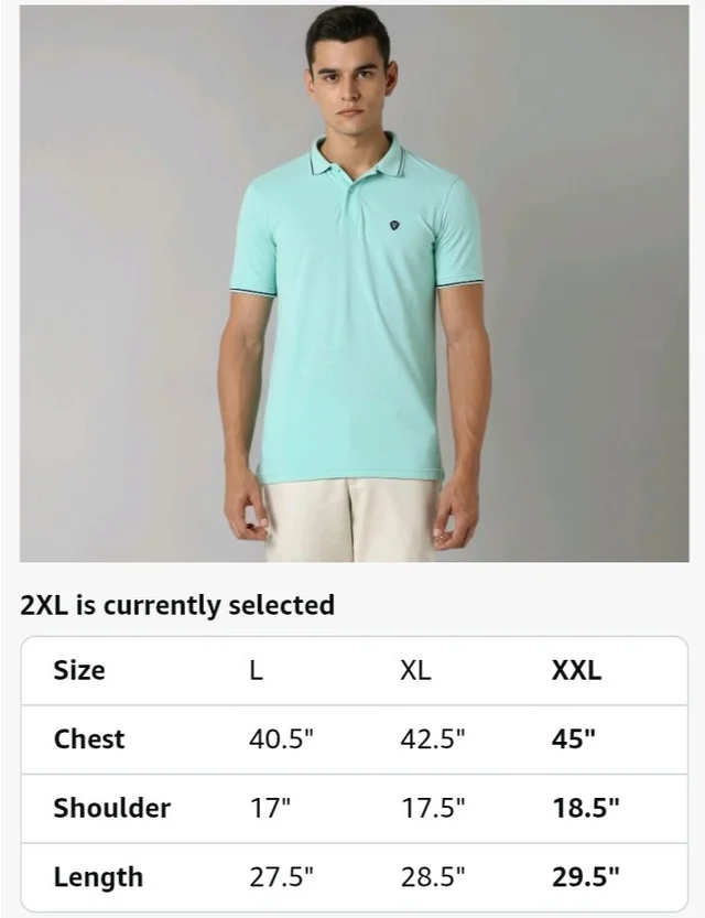 Van Heusen Men's Cotton Solid Regular Fit Collar Polo T-Shirt - 2XL