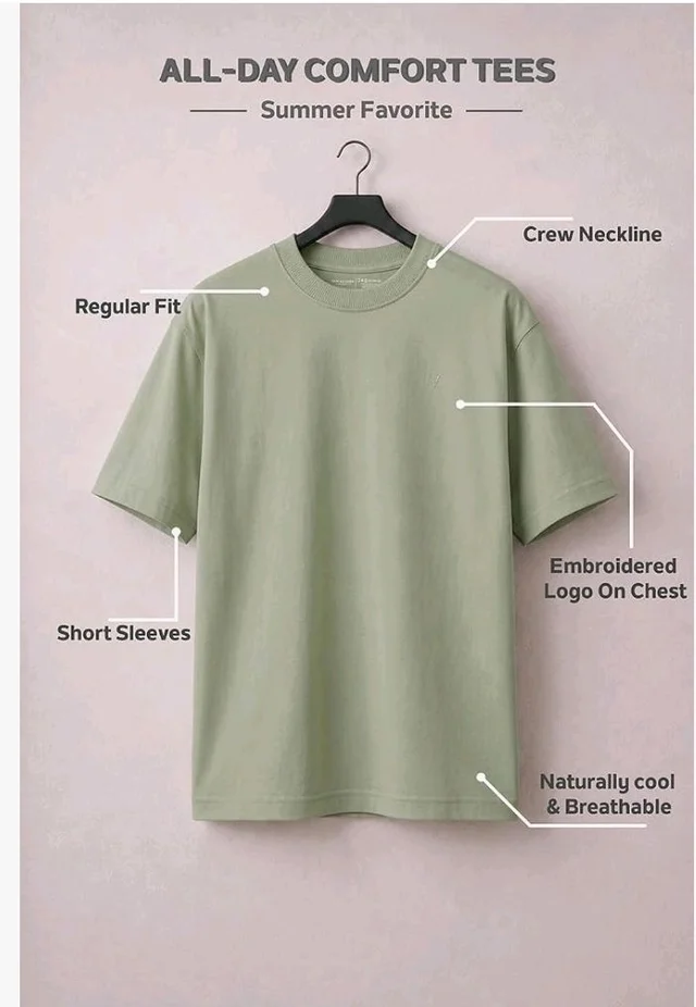 Van Heusen Men’s Crew Neck T-Shirt – Soft & Breathable Cotton | Regular Fit | Comfortable Everyday Casual Wear | Short Sleeves | Summer Favorite |Solid Colors | Style 60052|Available in Pack of 1 & 2 - 3XL