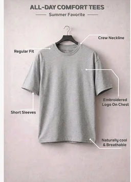 Van Heusen Men’s Crew Neck T-Shirt – Soft & Breathable Cotton | Regular Fit | Comfortable Everyday Casual Wear | Short Sleeves | Summer Favorite |Solid Colors | Style 60052|Available in Pack of 1 & 2 - L