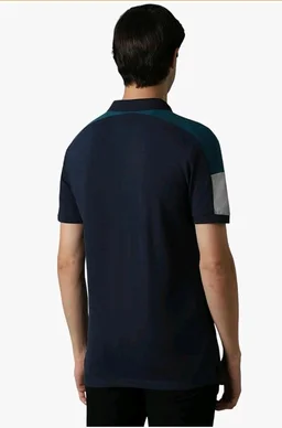 Louis Philippe Men's Slim Fit Premium High-End Pique in Superior Cotton Cut & Sew Design Color Block Shoulder Half Sleeve Polo Tshirt
- M