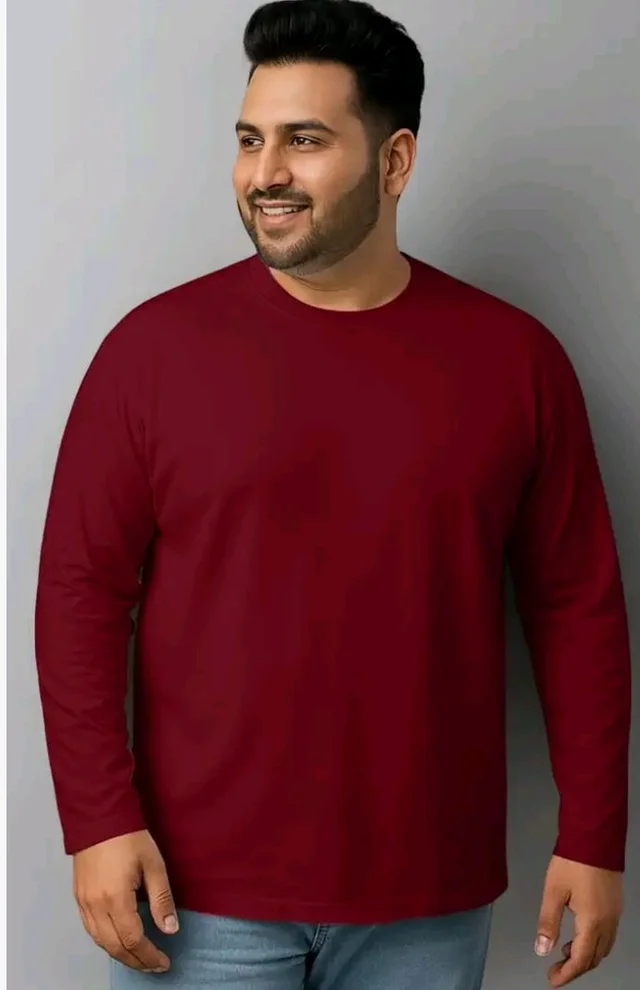 Veirdo® Pure Cotton Regular Fit Solid Core Plus Size Plus Size Full Sleeve T-Shirt for Men (Sizes: 2XL to 5XL)
- M