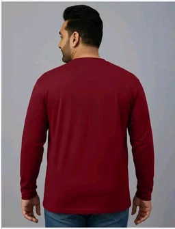 Veirdo® Pure Cotton Regular Fit Solid Core Plus Size Plus Size Full Sleeve T-Shirt for Men (Sizes: 2XL to 5XL)
- M