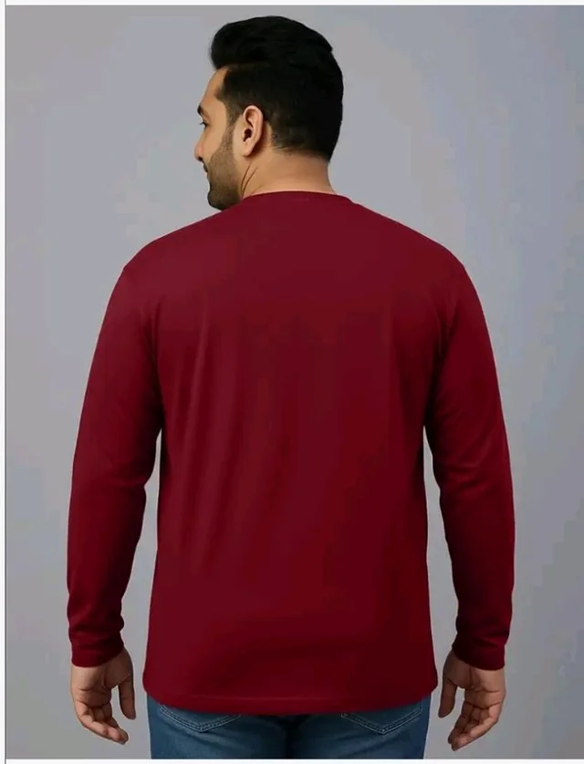 Veirdo® Pure Cotton Regular Fit Solid Core Plus Size Plus Size Full Sleeve T-Shirt for Men (Sizes: 2XL to 5XL)
- M