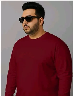 Veirdo® Pure Cotton Regular Fit Solid Core Plus Size Plus Size Full Sleeve T-Shirt for Men (Sizes: 2XL to 5XL)
- M