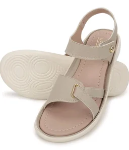 Vendoz Women Stylish Cream Flat Sandals - 6