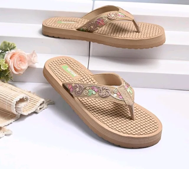DOCTOR HEALTH SUPER SOFT Women Flip Flops Slippers | Embroidered Comfortable Toe-Ring Sandals for Women | Lightweight Soft Cushioned Everyday Wear Casual Chappals - 7